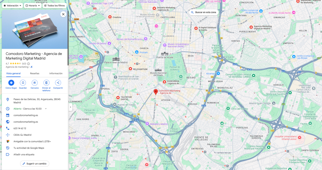 poner información de la ficha de google maps