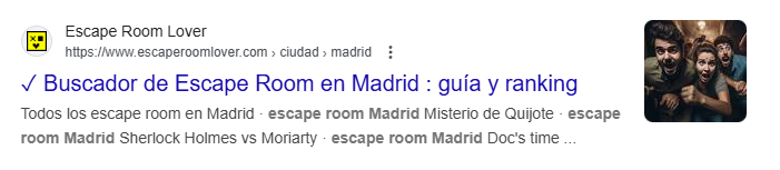 Ejemplo de widget de una pagina web en la búsqueda de Google