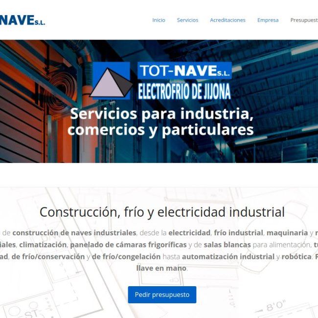 Web corporativa de Tot-Nave, construcción y frío industrial en Xixona